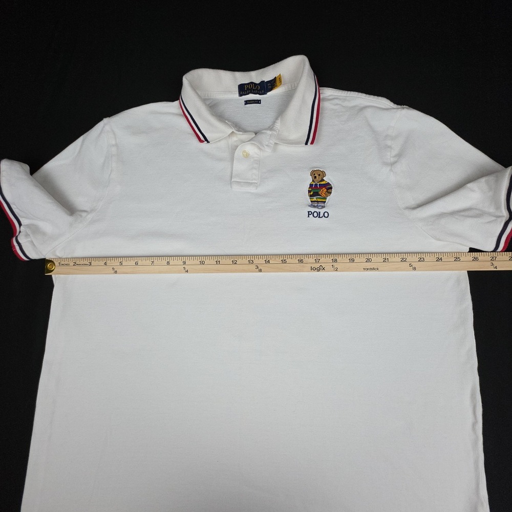 Polo Ralph Lauren Classic Fit Basketball Bear Polo Shirt Mens XXL White Cotton - Picture 4 of 9